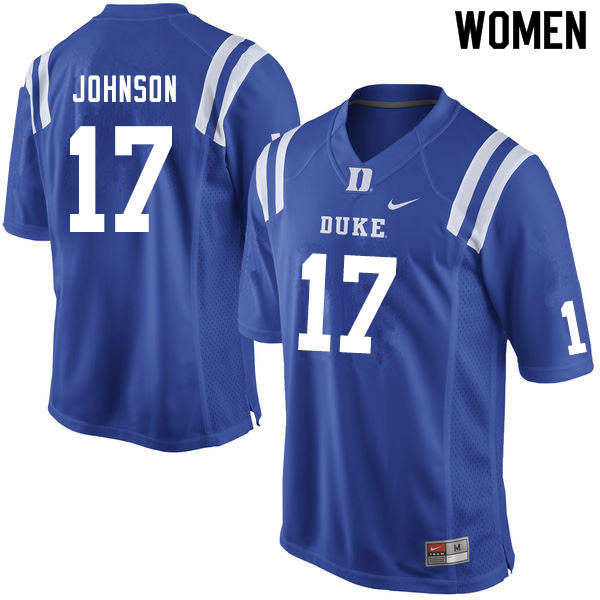 Women #17 Da'Quan Johnson Duke Blue Devils College Football Jerseys Sale-Blue - Click Image to Close